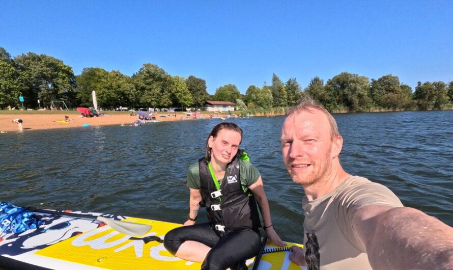 Mit dem SUP auf dem Mainparksee bei Mainaschaff